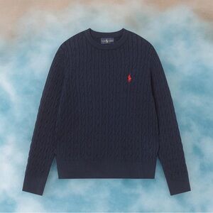 Ralph Lauren Dark Blue Cable-Knit Crewneck Sweater